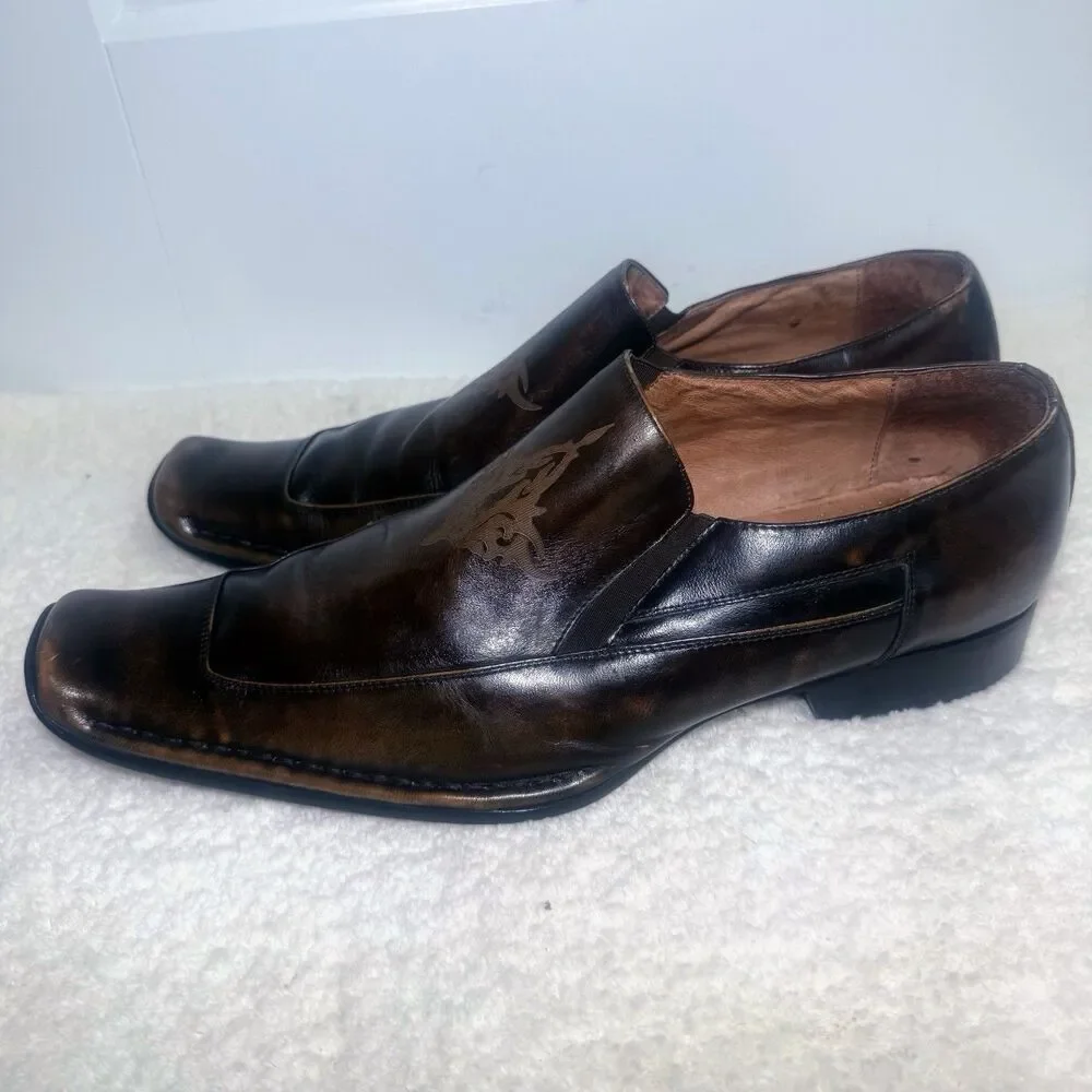 Giorgio Brutini Men’s 12M Brown Leather Slip On Loafers Shoes GB158222